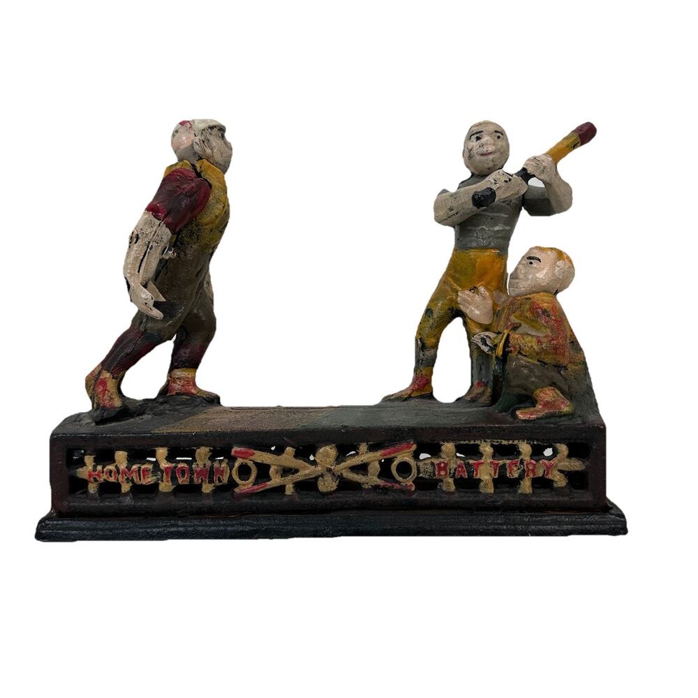 Hometown Battery Mechanical Bank No 56 Cast Iron VTG Repro The Book of Knowledge